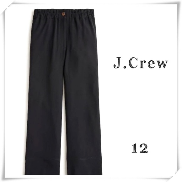 J.CREW Pull on Wide Crop Trouser Pants in Black Size 12 Style #AV443 New - Picture 1 of 10